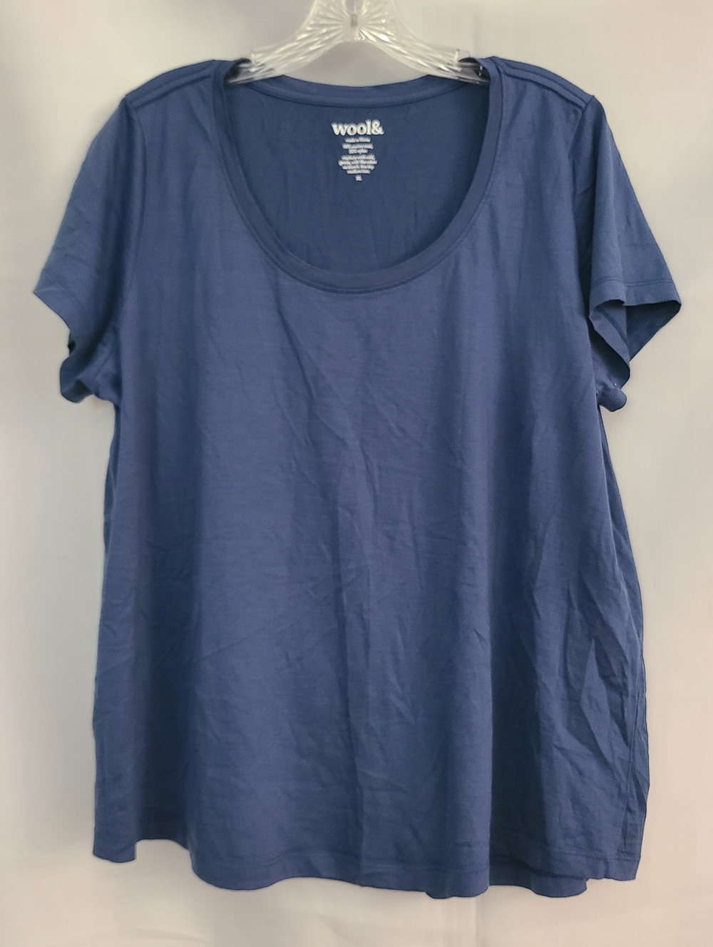 Wool& Sz XL Blue Merino Wool Nylon Blend Minimalist Wardrobe Capsule T Shirt
